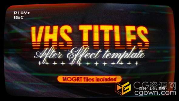 15组复古扫描线纹理文字标题动画AE/PR模板VHS Titles