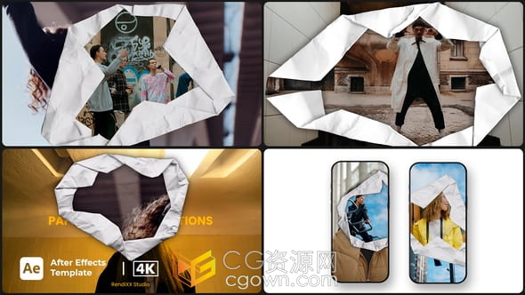 紙張展開動(dòng)畫視頻轉(zhuǎn)場過渡效果-AE模板下載