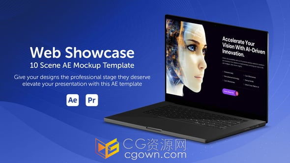 MacBook Pro模型場景展示網(wǎng)頁設計UI/UX 應用程序創(chuàng)意作品視頻-AE&PR模板