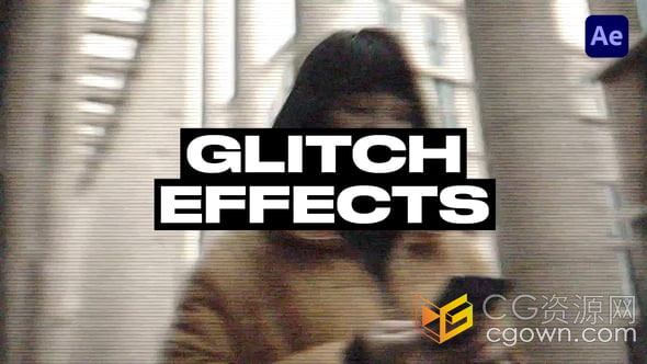 10種風格故障動畫特效畫面生成AE模板Glitch Effects