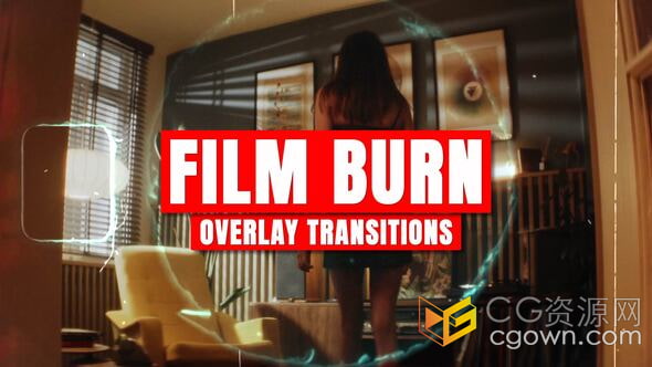 4K分辨率烧毁胶片叠加效果视频转场-AE模板