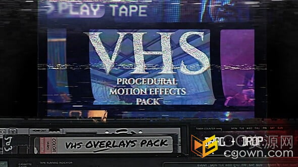 50種失真效果VHS疊加VCR復古CRT舊電視濾鏡-AE模板