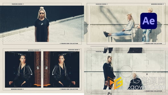 AE模板-时尚美容服饰模特展示极简风格视频开场