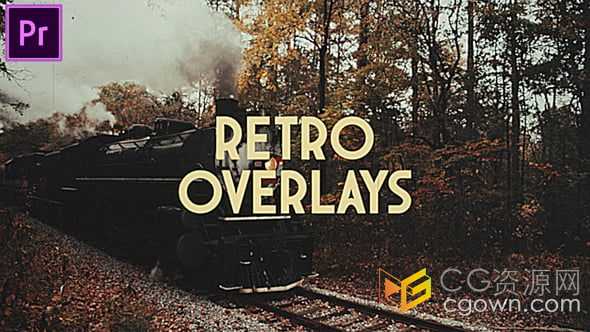 VHS紋理膠卷和漏光效果復(fù)古舊電影效果疊加元素-PR模板