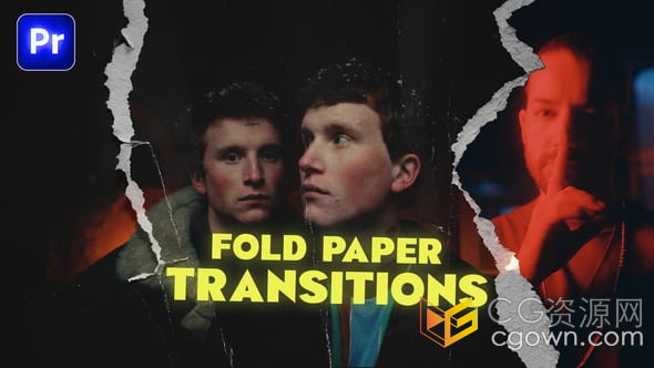 12種創(chuàng)新轉(zhuǎn)場效果撕紙動(dòng)畫過渡-PR模板下載