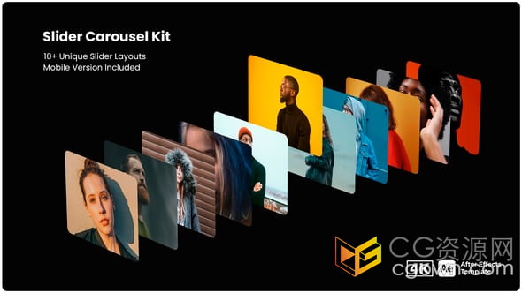 10+種布局滑塊輪播套件展示照片動(dòng)畫幻燈片-AE模板