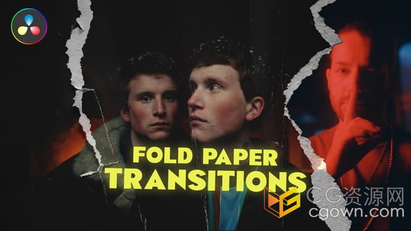 12種4K分辨率轉(zhuǎn)場效果撕紙動(dòng)畫過渡-達(dá)芬奇模板