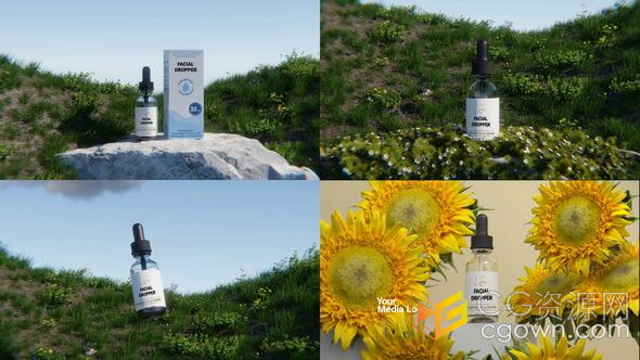 护肤品玻璃滴管模型样机展示动画视频宣传-AE模板-CG资源网 护肤品玻璃滴管模型样机展示动画视频宣传-AE模板