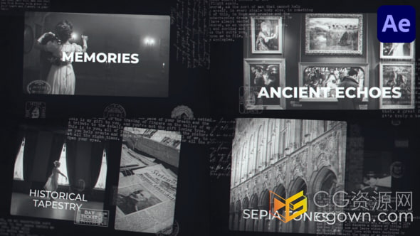 历史档案活动记录介绍复古视频相册动画-AE模板