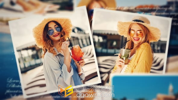 假期旅游美好回憶照片幻燈片視頻相冊-AE模板