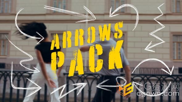 9個手繪線條箭頭動畫元素達芬奇模板DaVinci Resolve