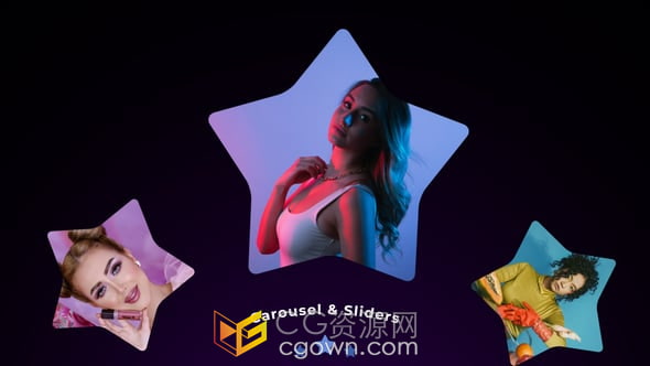旋转木马滑块轮播动画照片展示幻灯片-AE模板