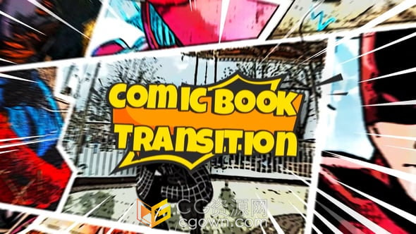 英雄漫畫風(fēng)格動(dòng)畫視頻轉(zhuǎn)場過渡特效-PR模板