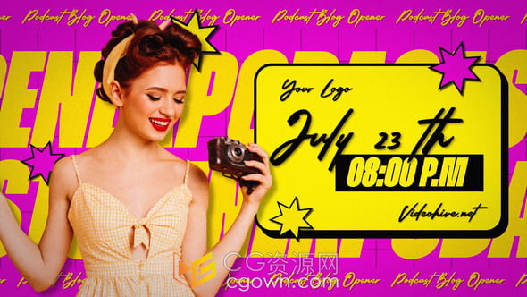 播客開場白主持人視頻播主介紹宣傳片-AE模板