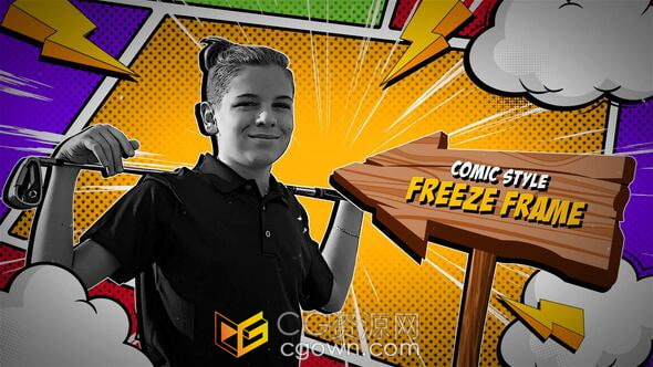 漫画风格定格动画介绍创意卡通冻结效果-AE模板