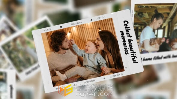 寶麗來風格幻燈片捕捉生活的寶貴時刻非常適合家庭專輯旅行相冊-AE模板