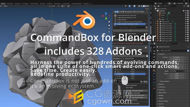 Blender插件Command Box V2025.08.19上百种快捷功能调用命令框