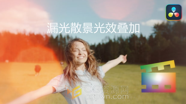 中文版达芬奇插件-漏光散景光效叠加效果Davinci Resolve