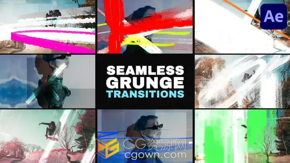 8种动态手绘粉笔涂鸦笔刷动画视频转场效果-AE模板