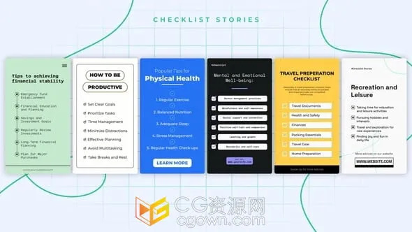 6种竖屏格式复选框清单列表标题-AE模板免费下载-CG资源网 6种竖屏格式复选框清单列表标题-AE模板免费下载