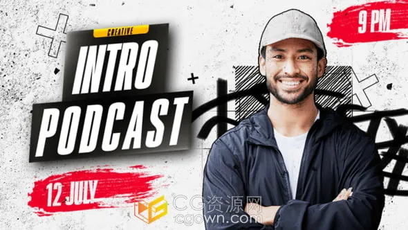 活力主題AE模板時尚的播客介紹博主直播營銷宣傳視頻-AE模板