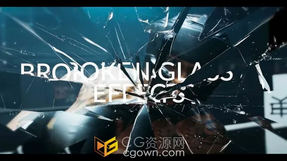 逼真的破碎玻璃效果裂縫沖擊命中和電影碎片動畫疊加元素-AE模板