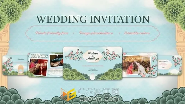 个性化的婚姻邀请视频招待会宴会请柬-AE&PR模板