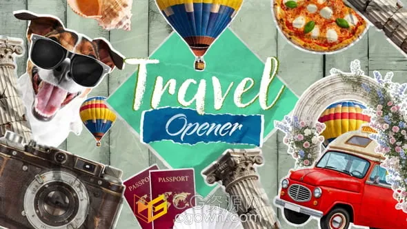 定格动画风格老式摄像头热气球护照等旅行主题纸切割拼贴幻灯片-AE模板-CG资源网 定格动画风格老式摄像头热气球护照等旅行主题纸切割拼贴幻灯片-AE模板
