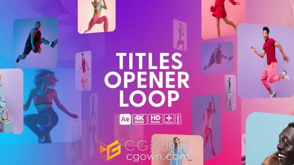 8秒循环动画滑块轮播照片幻灯片开场标题-AE模板