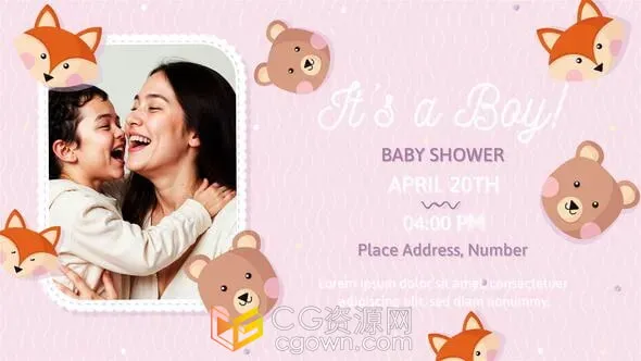 宝宝成长派对邀请函周岁礼介绍视频相册-AE模板