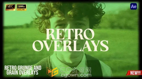 高質(zhì)量的復(fù)古紋理閃爍膠片劃痕磨損顆粒效果疊加元素-AE模板