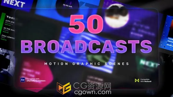50种创意动态图形设计电视节目导视即将播出包装-AE模板