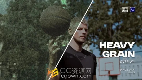 逼真胶片重颗粒叠加纹理效果-AE模板下载