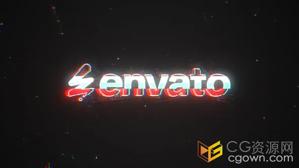 AE模板-倾斜旋转大胆的动态故障标志在屏幕上移动LOGO动画