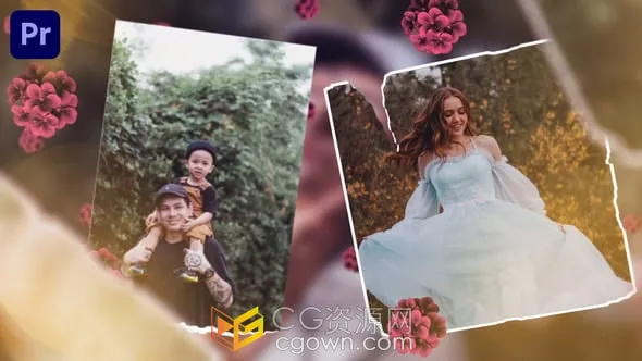 花朵元素漏光效果美好照片幻灯片视频相册-PR模板-CG资源网 花朵元素漏光效果美好照片幻灯片视频相册-PR模板