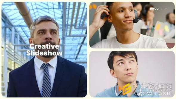 AE模板-干净滑动多屏图像展示创意幻灯片在线商业营销广告