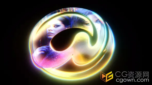 闪亮水晶粒子填充人物肖像图片动画发光LOGO显示-AE模板