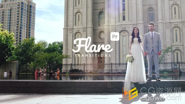 时尚镜头闪光效果耀斑过渡-PR模板