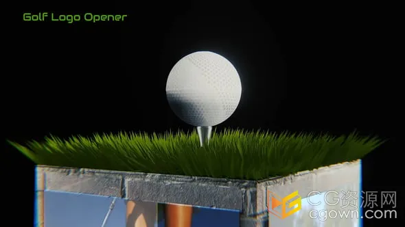3D场景逼真的高尔夫球标志显示适合体育赛事宣传视频片头-AE模板