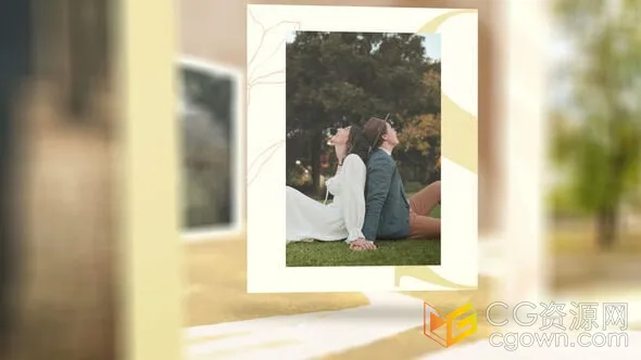 AE模板-3D照片框架和奶油温暖的色调非常适合优雅的婚礼相册幻灯片