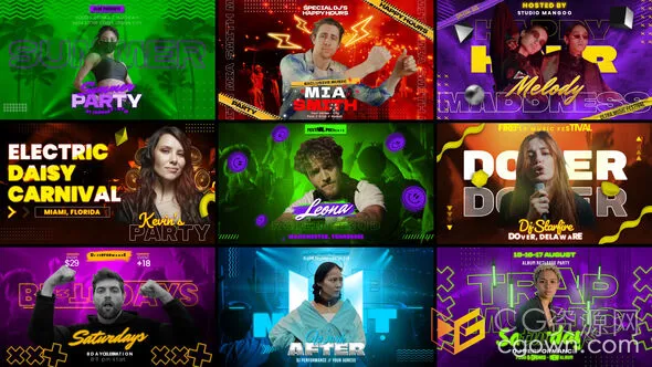 霓虹灯效果定格动画音乐会舞者DJ师歌手人物介绍-AE模板-CG资源网 霓虹灯效果定格动画音乐会舞者DJ师歌手人物介绍-AE模板
