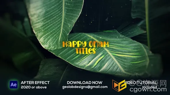 节日问候祝福语标题Happy Onam Titles-AE模板