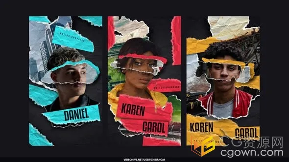 褶皱碎纸拼贴定格动画展示音乐街头风叙事碎片化竖屏动态海报-AE模板