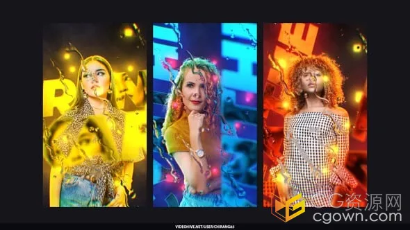 水珠滑落玻璃效果动画霓虹灯场景短视频制作-AE模板