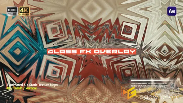 动画液体玻璃折射和静态玻璃纹理逼真的玻璃FX覆盖叠加元素-AE模板