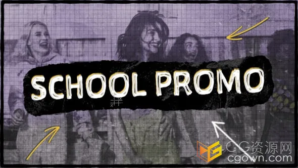 复古纹理破损纸片效果和手绘质感元素学校宣传开场品牌活动片头-PR模板-CG资源网 复古纹理破损纸片效果和手绘质感元素学校宣传开场品牌活动片头-PR模板