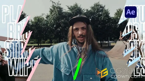 手绘彩色涂鸦元素视频转场过渡效果-AE模板