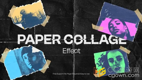 怀旧复古质地前卫胶片纸拼贴叠加效果-AE模板