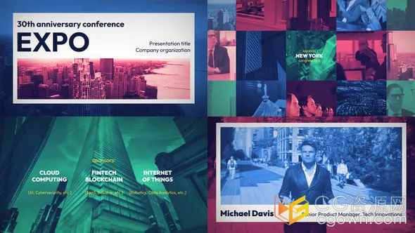 AE模板-商务会议活动展会宣传短片事件介绍幻灯片