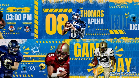 体育运动专业比赛足球赛事介绍橄榄球揭幕战-AE模板